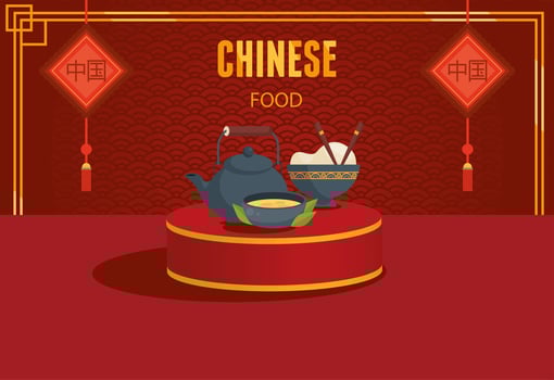 chinese culture tea utensils vector