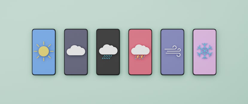 Weather forecast icon on smartphone banner background 3D render illustration photo
