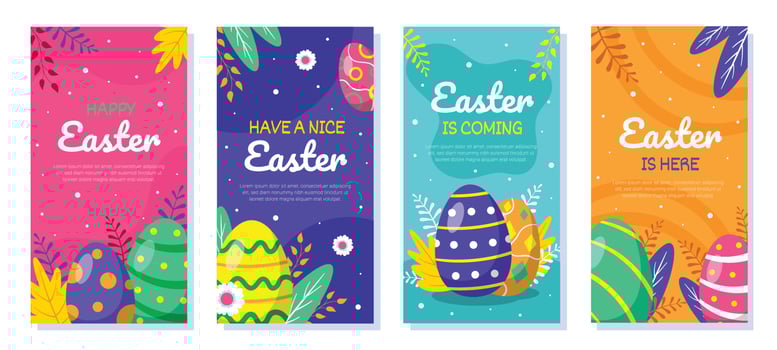 Cute Easter Greeting Card Template Background vector
