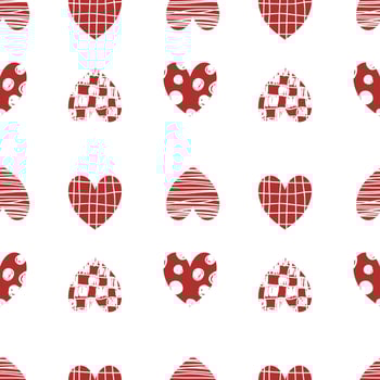Hearts with pattern on white background. Hand drawn hearts pattern. Seamless pattern. Valentine's day decorative pattern vector