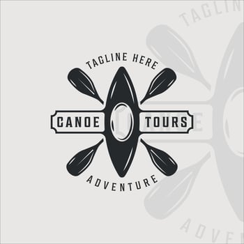 kayak or canoe and paddle logo vintage vector illustration template icon graphic design. kayaking or rowing sign or symbol for business sport and travel