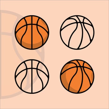 set of basketball icon vector logo outline illustration template graphic design. bundle collection of sport for club or team sign and symbol