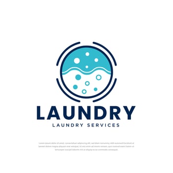 Laundry and dry cleaning icon logo design with bubbles for washing business clothes cleaning modern template vector