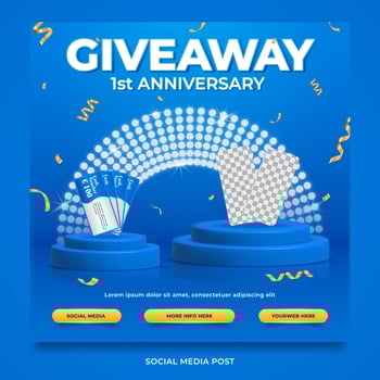 Giveaway anniversary contest invitation social media banner template vector