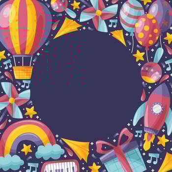 Happy Childrten's Day Background With Doodle Colorful Toys vector