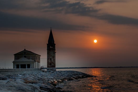 The sanctuary of the Madonna dell'Angelo is a church in Caorle, rebuilt in its current form in the eighteenth century on the shore of the Adriatic SeaThe sanctuary of the Madonna dell'Angelo photo
