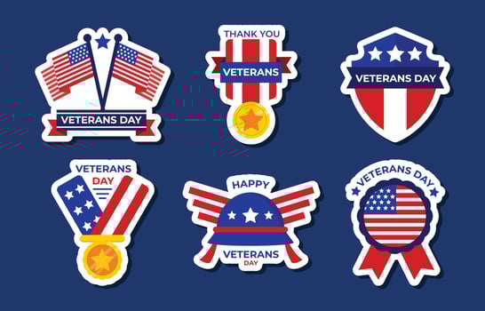 Veterans Day Sticker Set vector