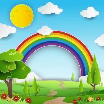 paper cut with landscape background vector