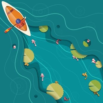 Canoeing Paper Cut Background vector