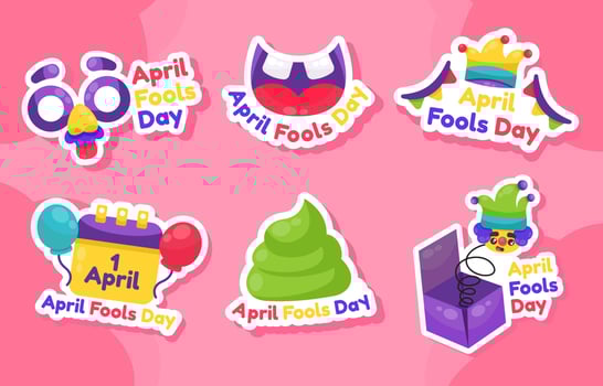 Sticker Concept Of April Fools Day vector