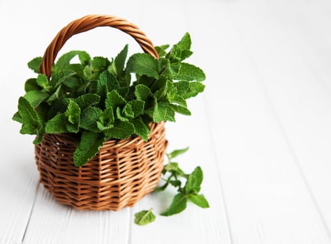 Basket with mint photo