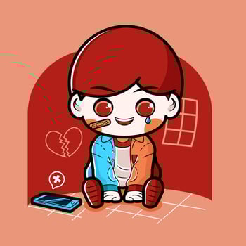A heartbroken boy sitting in the house concept cartoon free download vector