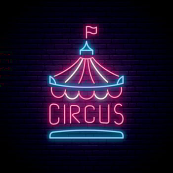Circus neon sign. vector