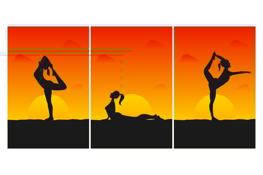 Illustration Vector Graphic of Sunset Yoga Silhouette. Perfect to use for Yoga Studio Wallpaper