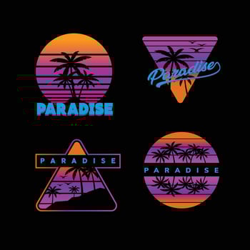 retro beach logo set design vector