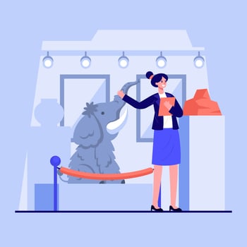 Woman Character as Museum Worker in Concept vector