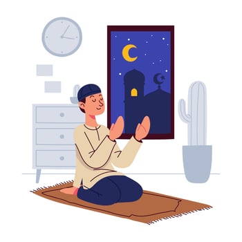Man Praying at Night vector
