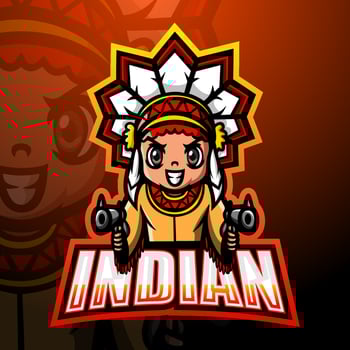 Indian shooter mascot esport logo design vector