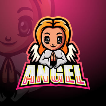 Angel girl mascot esport logo design vector