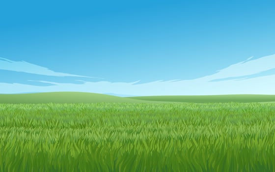 Grassland landscape illustration on sunny day vector