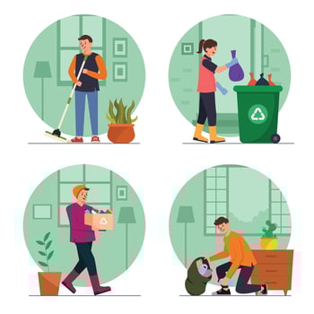 Cleaner Characters In Spring Season vector