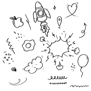 Hand drawn set doodle elements for concept design isolated on white background. vector illustration.