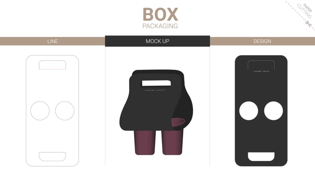 Box packaging and mockup die cut template vector