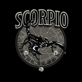 Astrological vector - Hand drawn romantic beautiful line art of zodiac scorpio. Illustration isolated. Ethnic design, mystic horoscope symbol for your use. Ideal for tattoo art,