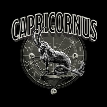 Astrology zodiac Capricornus horoscope symbol in circle. Capricornio vector