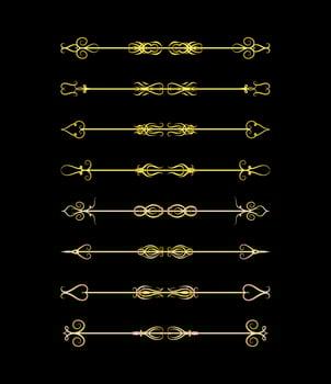Gold Borders Elements Set Collection, ornament Vector