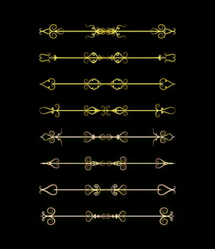 Gold Borders Elements Set Collection, ornament Vector