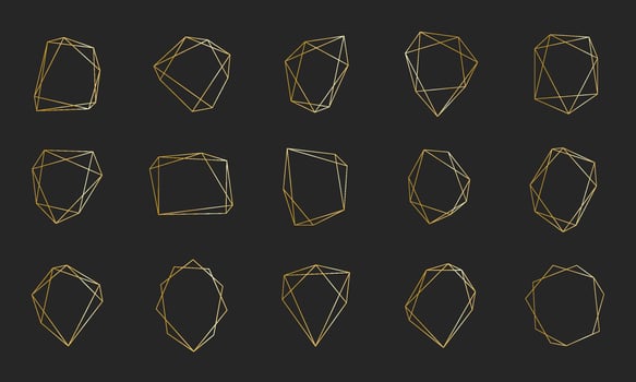 golden geometric frame Double golden lines that look luxurious. for decorating wedding cards vector