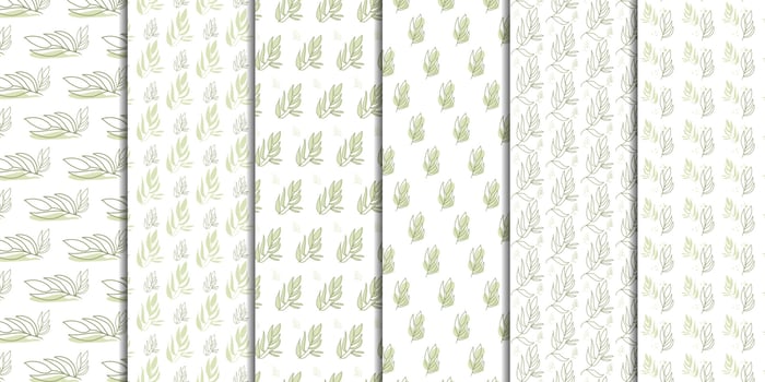 Set of abstract green leaf patterns on white background, illustration, pattern vector. vector