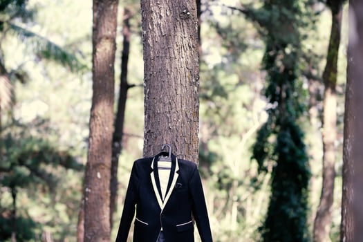 Luxurious wedding dress worn in ceremony photo