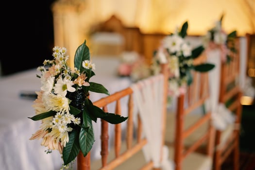 Wedding arch, wedding, wedding moment, wedding decorations, flowers, chairs, outdoor ceremony in the open air photo