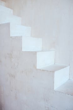white stairs and wall indoor. Interior, career, movement, growth, fall concept photo