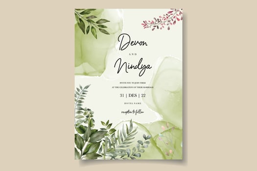 Elegant wedding card floral design vector