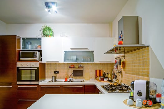 Modern comfortable kitchen, equipped with everything you need. Nice place to cook. photo