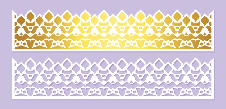 Gold border decorative paper cut lines vector