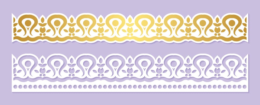 Gold border decorative paper cut lines vector
