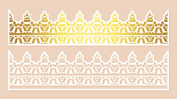 Gold border decorative paper cut lines vector