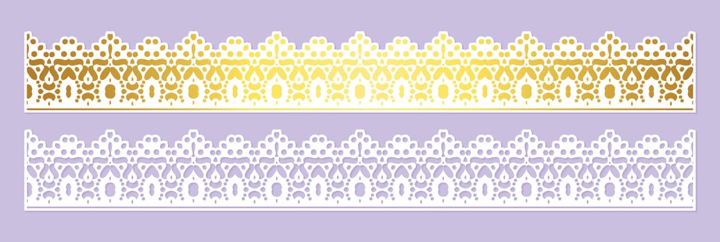 Gold border decorative paper cut lines vector