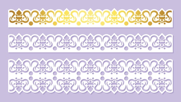Gold border decorative paper cut lines vector