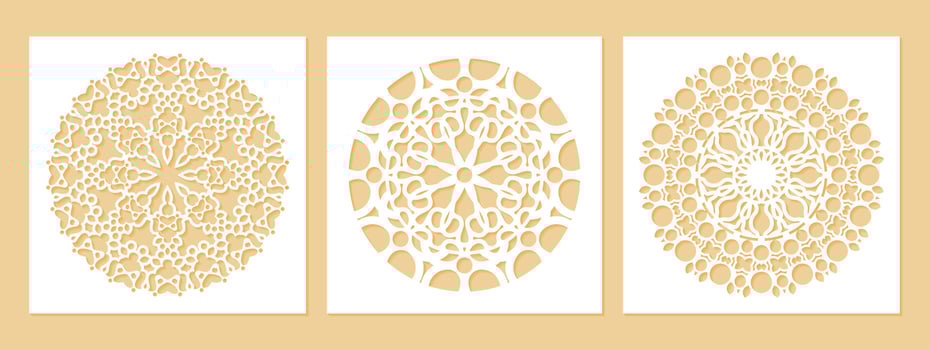 Circle border decorative paper cut line vector