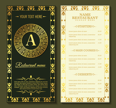 Luxury restaurant menu with logo ornament vector