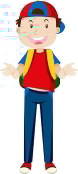 Happy boy wearing red cap cartoon character vector