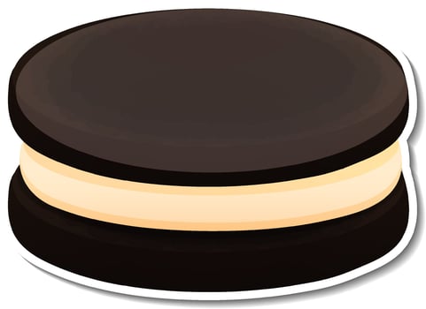 Black cookies sandwich with cream in cartoon style vector