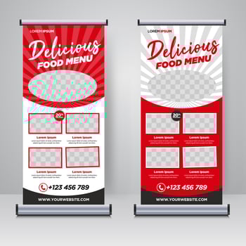 Food menu and Restaurant roll up banner design template vector