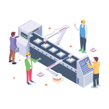 Isometric illustration of industrial packaging, editable vector