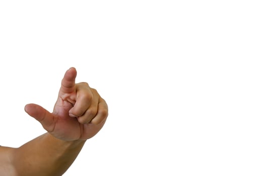 male hand pointing finger on white background photo